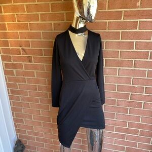 Elegant Black Wrap bodycon Dress